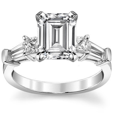 Square & Baguette Moissanite Engagement Ring Setting, 0.72ct