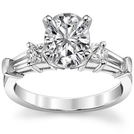 Square & Baguette Moissanite Engagement Ring Setting, 0.72ct