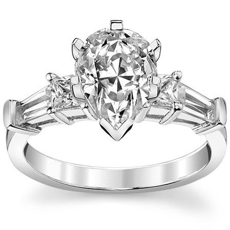 Square & Baguette Moissanite Engagement Ring Setting, 0.72ct