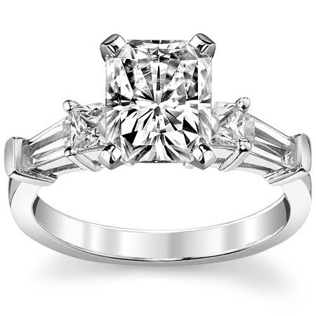 Square & Baguette Moissanite Engagement Ring Setting, 0.72ct