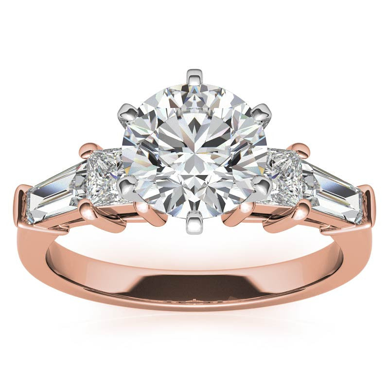 Square & Baguette Moissanite Engagement Ring Setting, 0.72ct