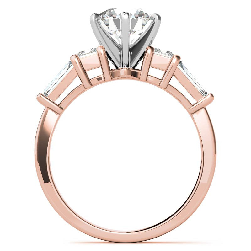 Square & Baguette Moissanite Engagement Ring Setting, 0.72ct