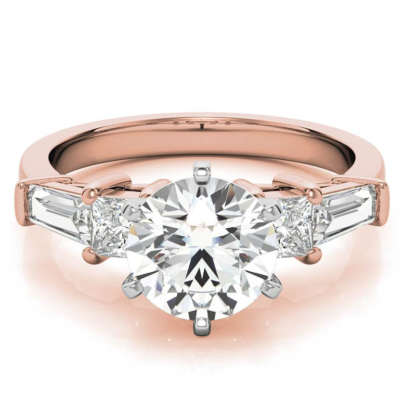 Square & Baguette Moissanite Engagement Ring Setting, 0.72ct