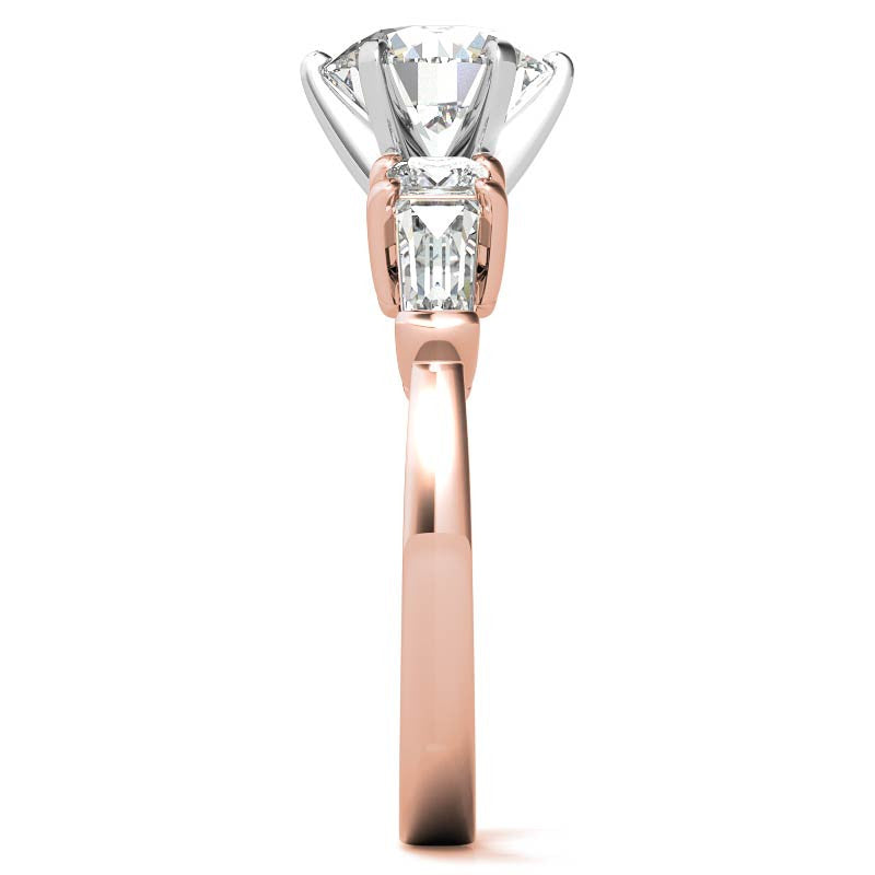 Square & Baguette Moissanite Engagement Ring Setting, 0.72ct