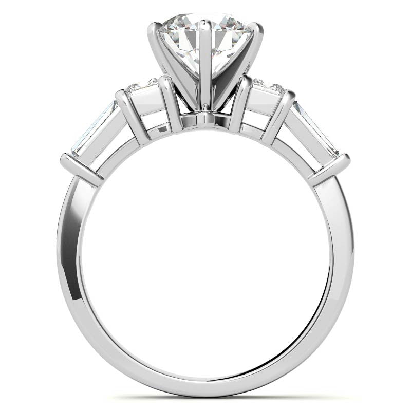 Square & Baguette Moissanite Engagement Ring Setting, 0.72ct