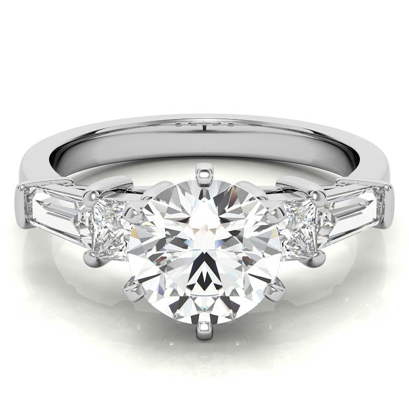 Square & Baguette Moissanite Engagement Ring Setting, 0.72ct