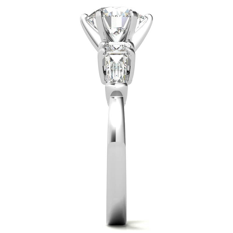 Square & Baguette Moissanite Engagement Ring Setting, 0.72ct