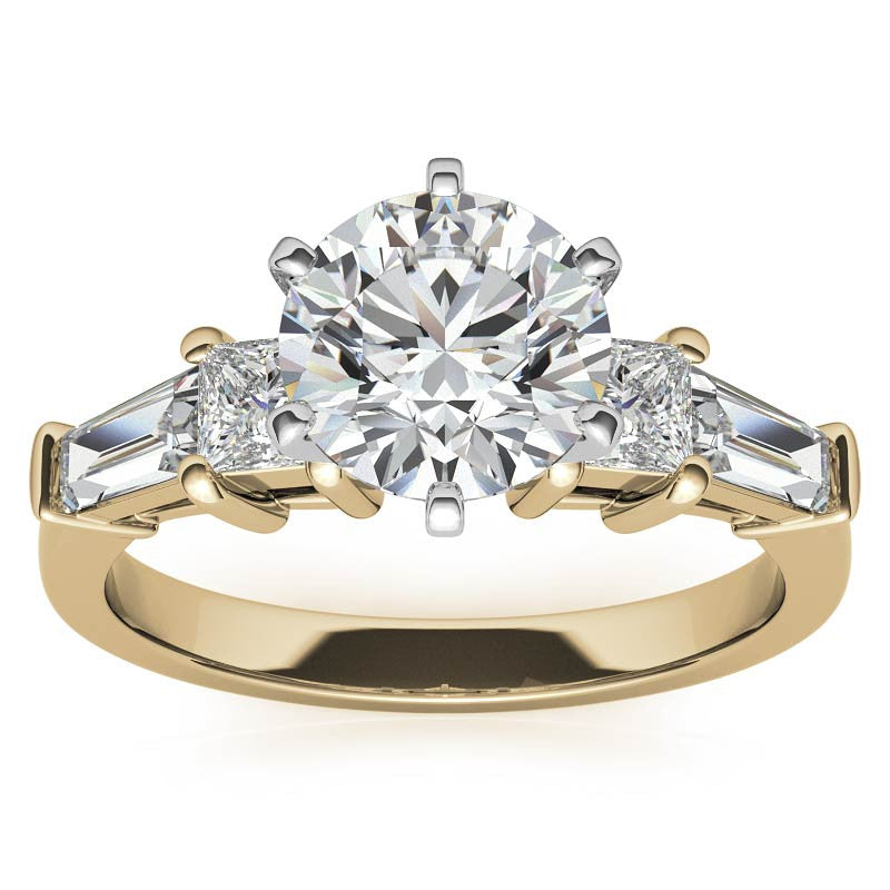 Square & Baguette Moissanite Engagement Ring Setting, 0.72ct