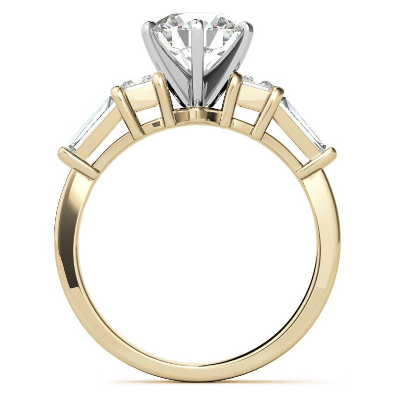 Square & Baguette Moissanite Engagement Ring Setting, 0.72ct