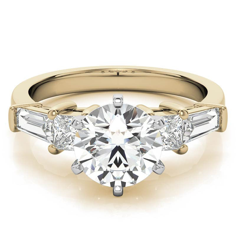 Square & Baguette Moissanite Engagement Ring Setting, 0.72ct