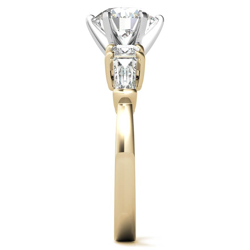 Square & Baguette Moissanite Engagement Ring Setting, 0.72ct
