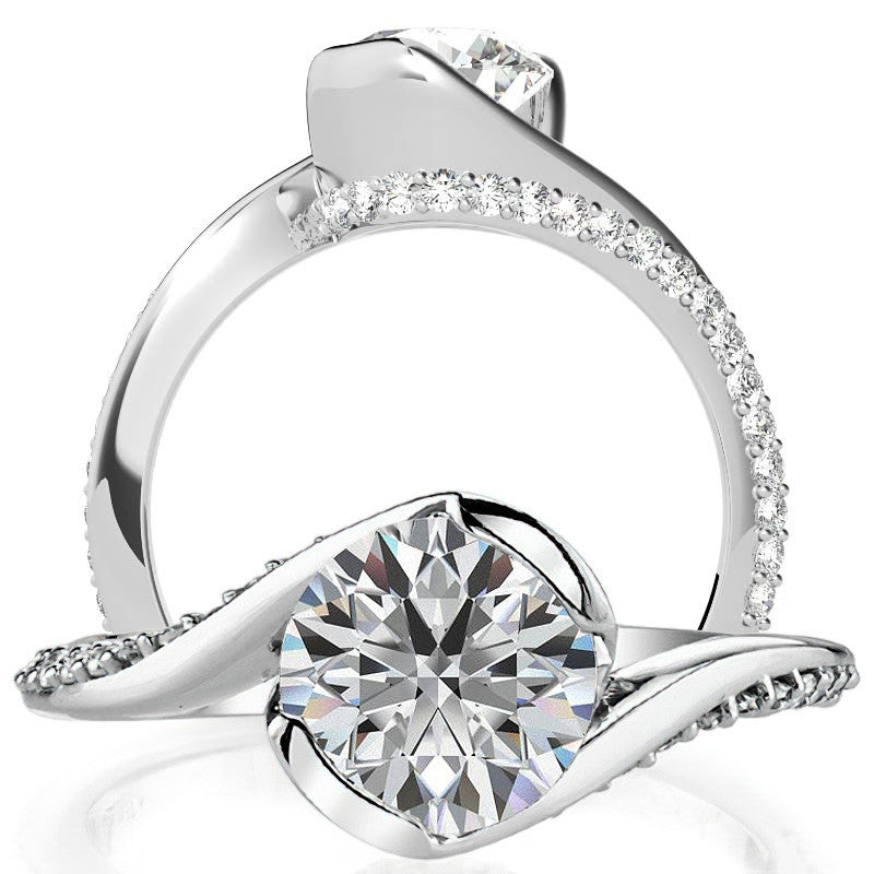Semi-Bezel Bypass Moissanite Engagement Ring