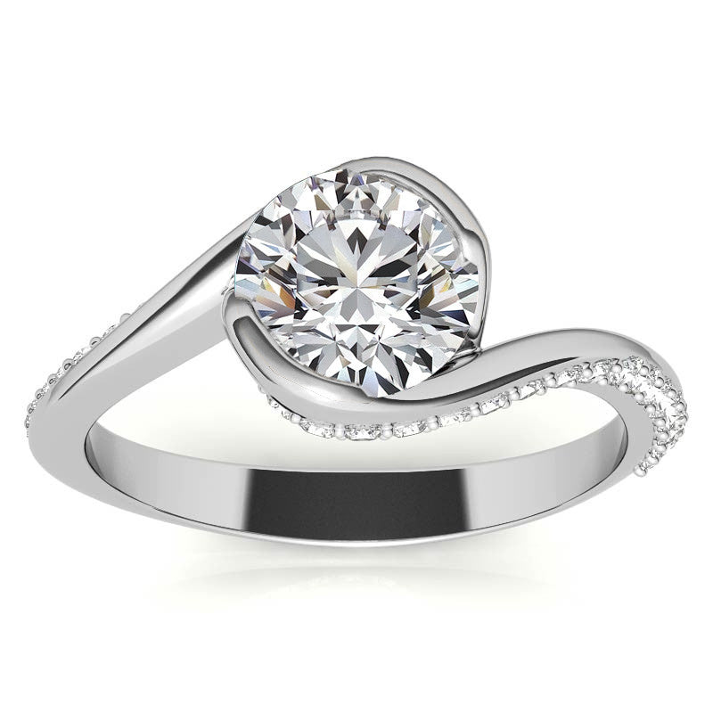 Semi-Bezel Bypass Moissanite Engagement Ring