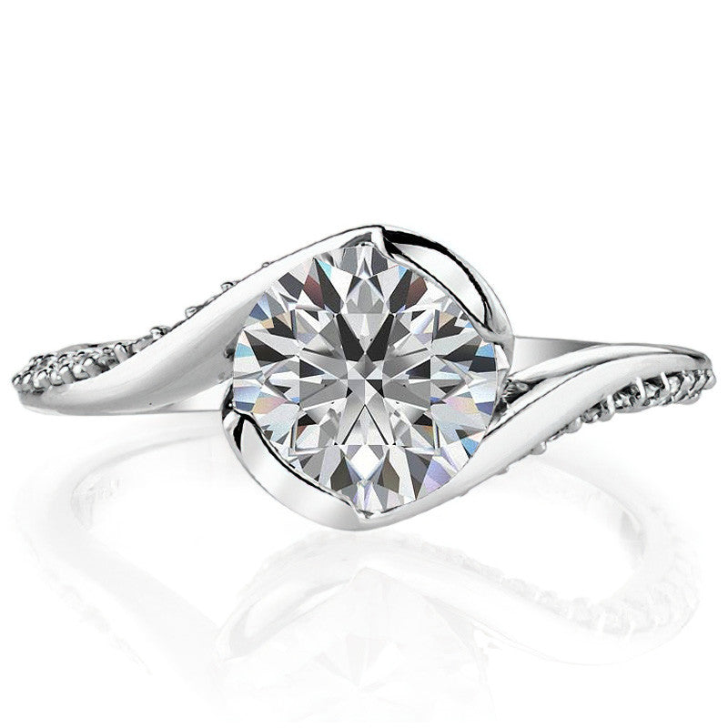 Semi-Bezel Bypass Moissanite Engagement Ring