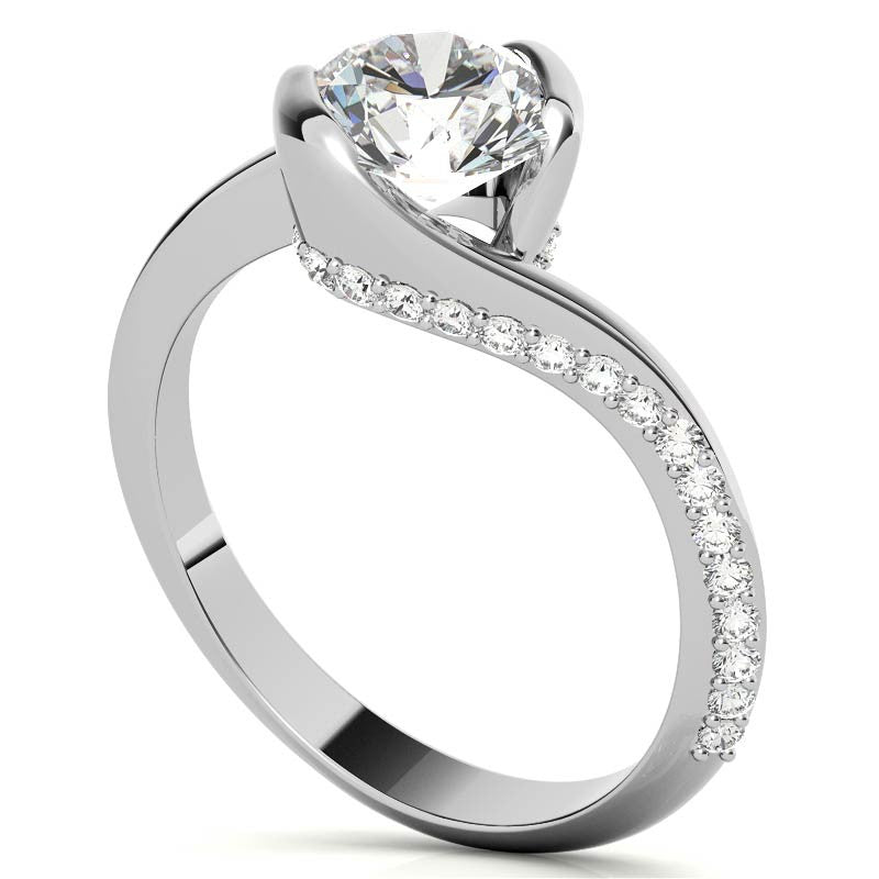 Semi-Bezel Bypass Moissanite Engagement Ring
