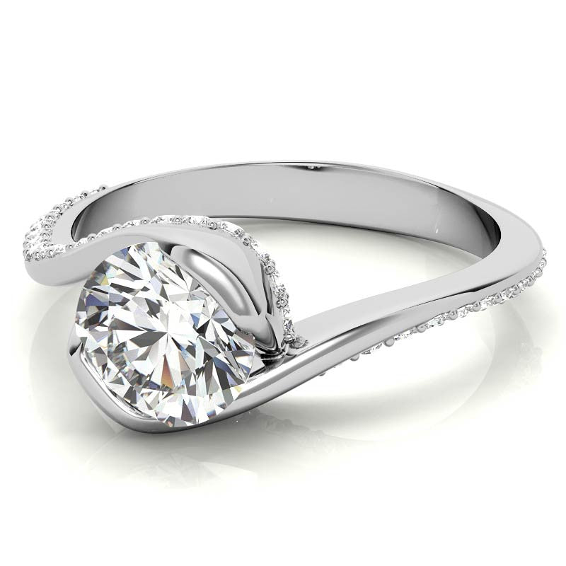 Semi-Bezel Bypass Moissanite Engagement Ring