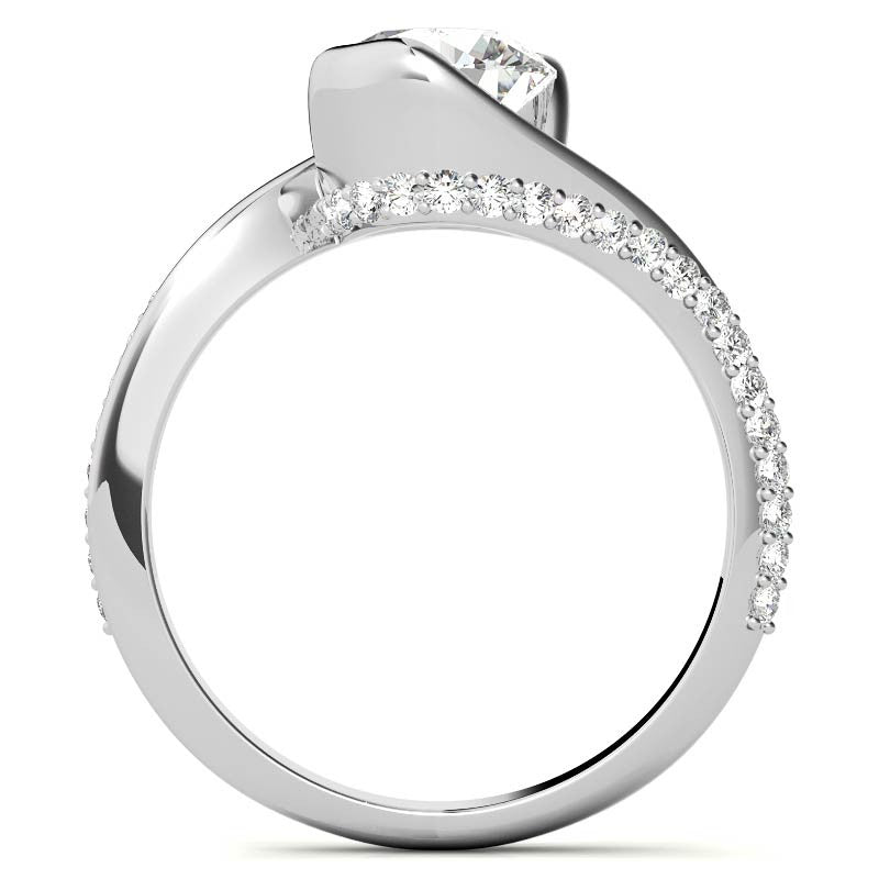 Semi-Bezel Bypass Moissanite Engagement Ring