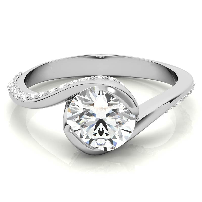 Semi-Bezel Bypass Moissanite Engagement Ring
