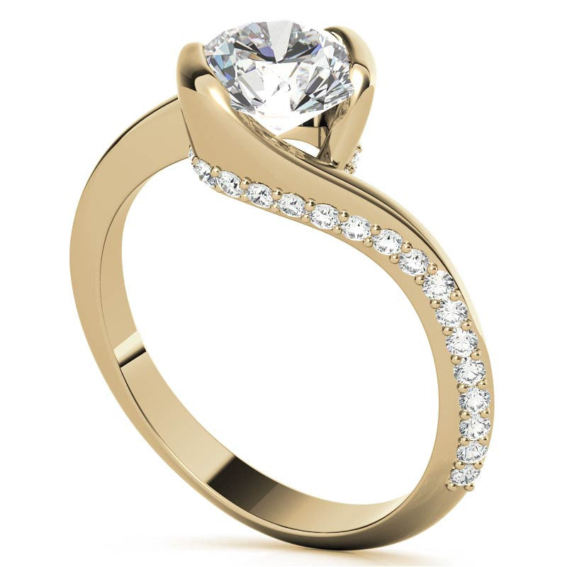 Semi-Bezel Bypass Moissanite Engagement Ring