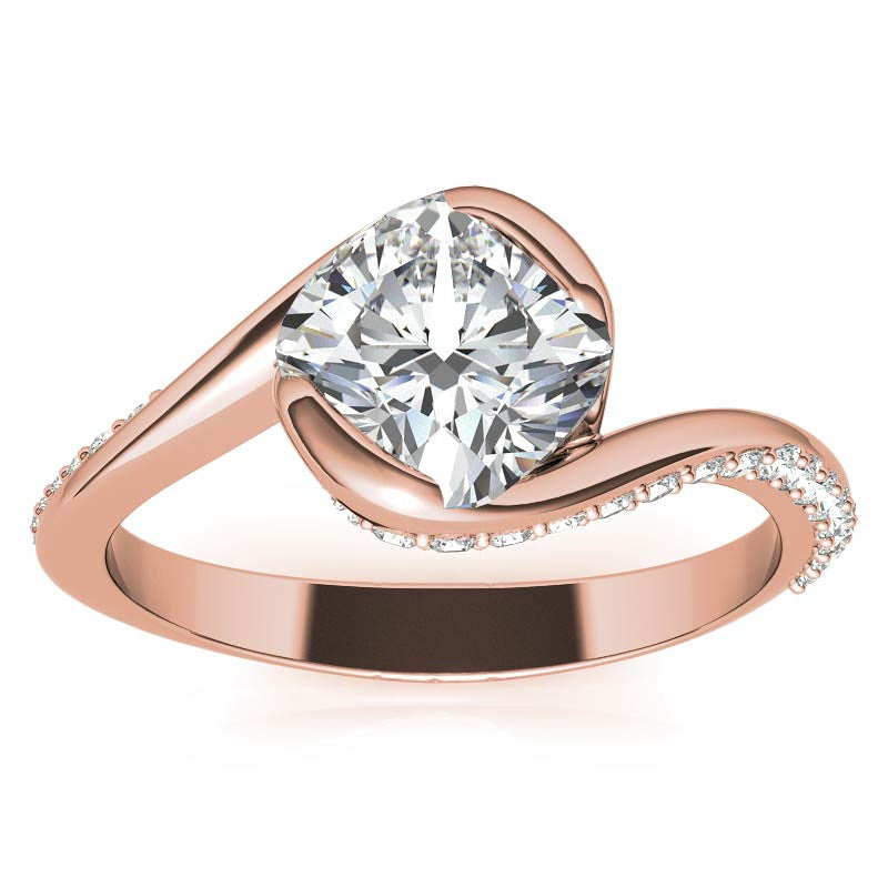 Cushion Semi-Bezel Bypass Moissanite Engagement Ring