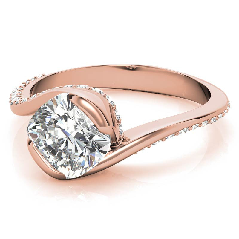 Cushion Semi-Bezel Bypass Moissanite Engagement Ring