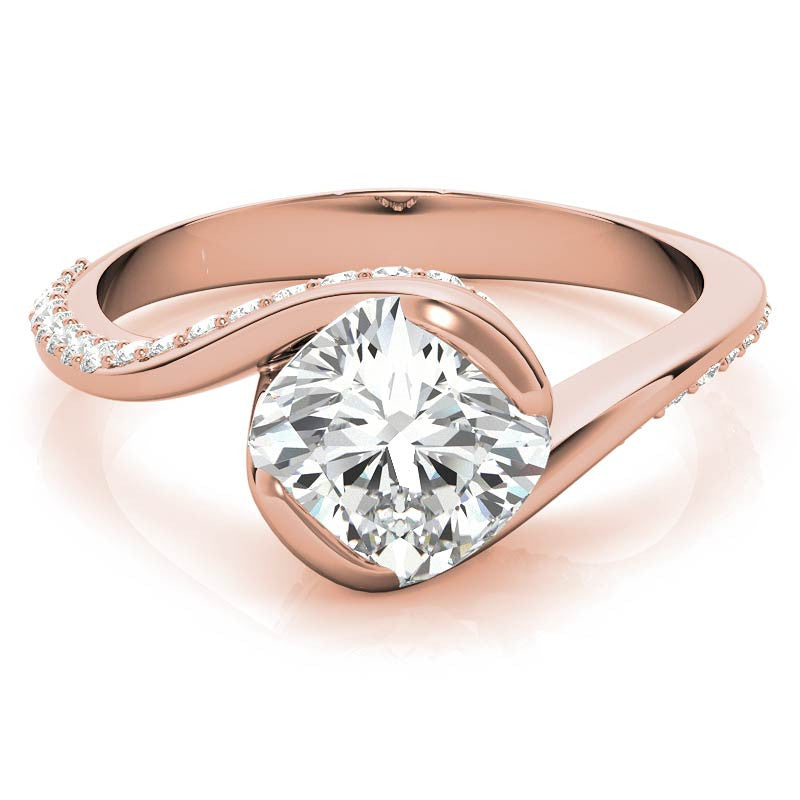 Cushion Semi-Bezel Bypass Moissanite Engagement Ring