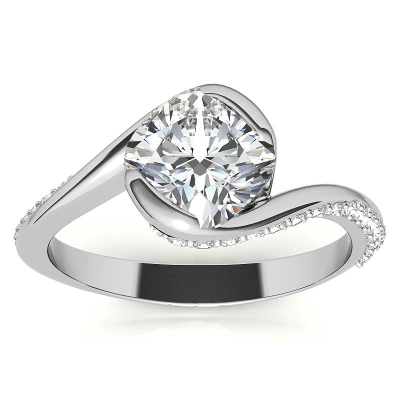 Cushion Semi-Bezel Bypass Moissanite Engagement Ring
