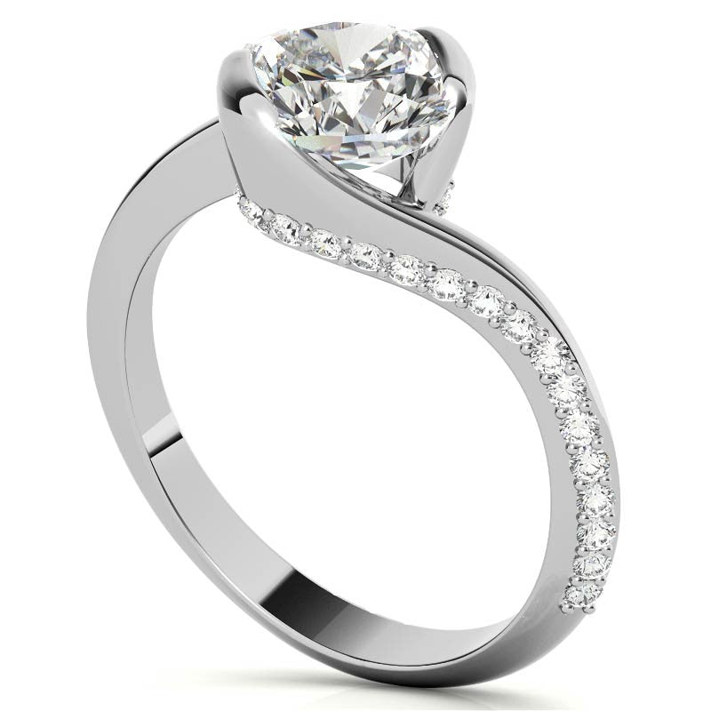 Cushion Semi-Bezel Bypass Moissanite Engagement Ring