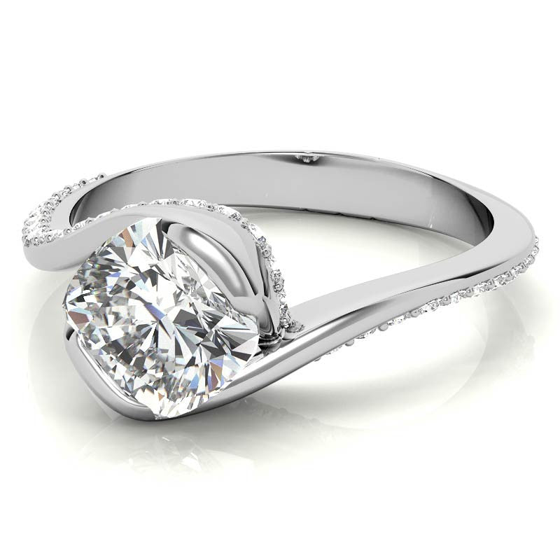 Cushion Semi-Bezel Bypass Moissanite Engagement Ring