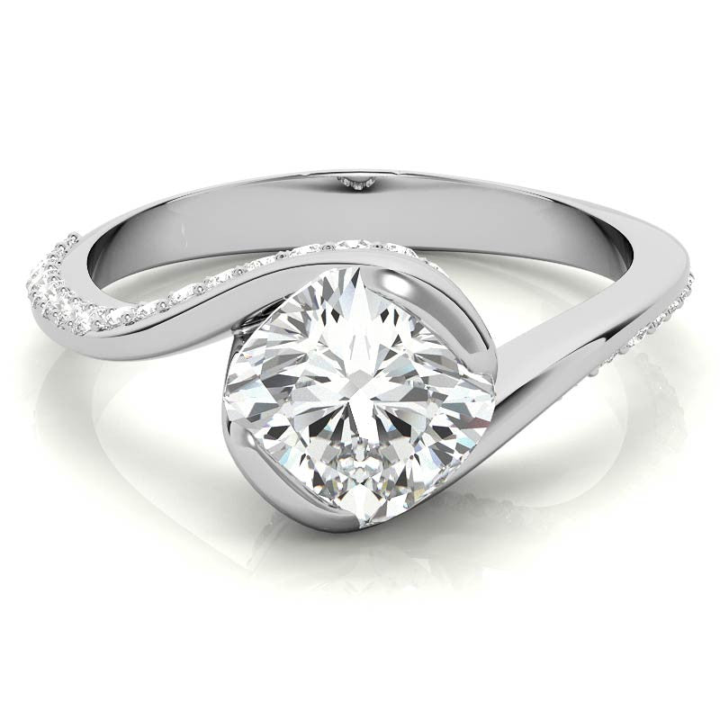 Cushion Semi-Bezel Bypass Moissanite Engagement Ring