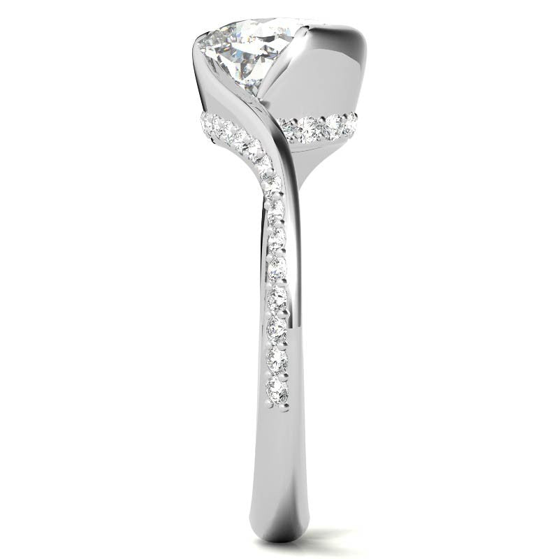 Cushion Semi-Bezel Bypass Moissanite Engagement Ring