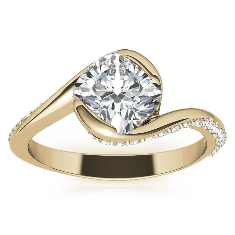 Cushion Semi-Bezel Bypass Moissanite Engagement Ring