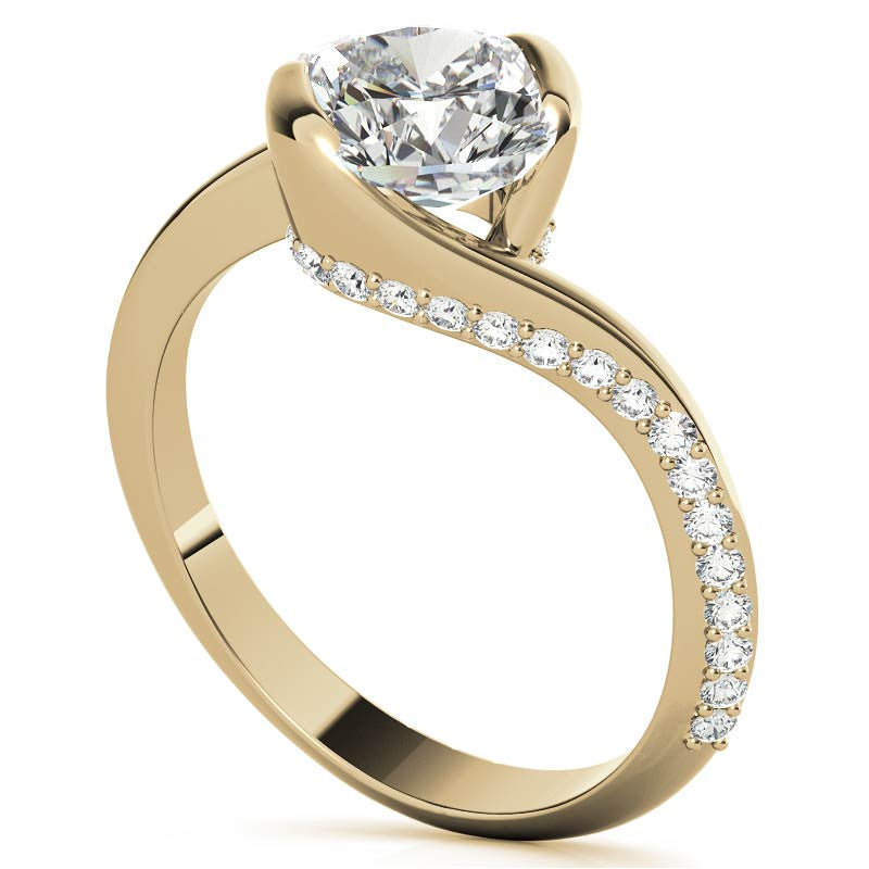Cushion Semi-Bezel Bypass Moissanite Engagement Ring