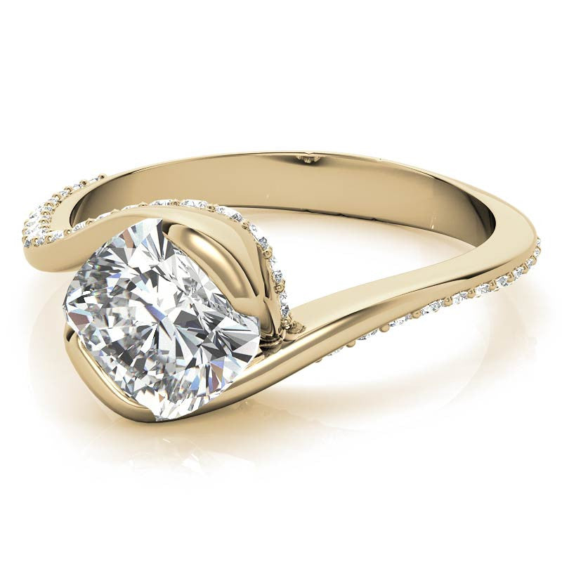 Cushion Semi-Bezel Bypass Moissanite Engagement Ring