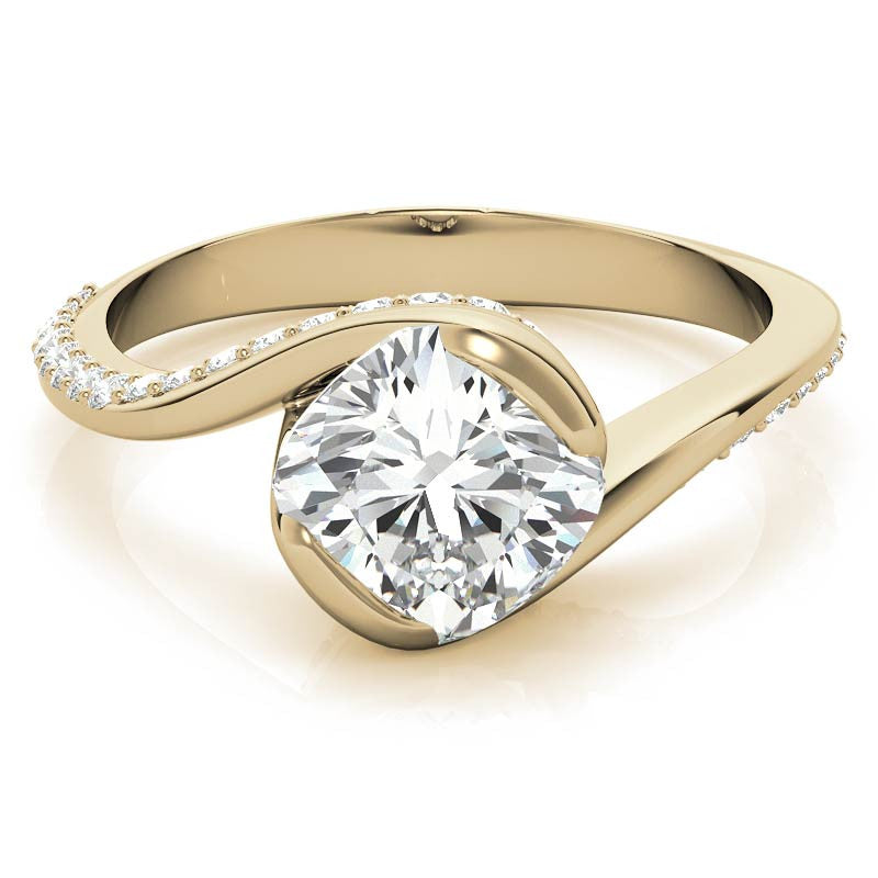 Cushion Semi-Bezel Bypass Moissanite Engagement Ring