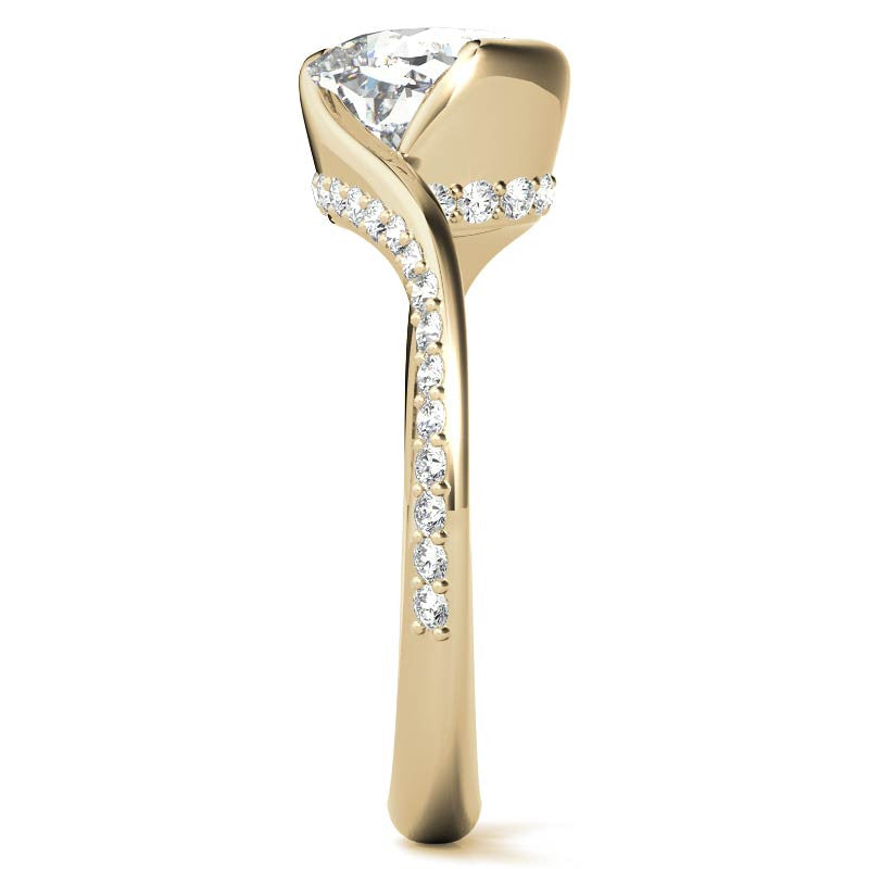 Cushion Semi-Bezel Bypass Moissanite Engagement Ring