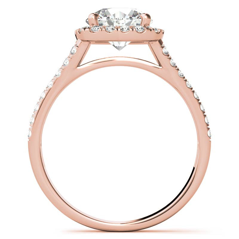 Round Split Shank Cushion Halo Moissanite Engagement Ring