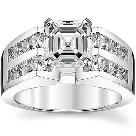 Square Moissanite Engagement Ring Setting, 2.1ct