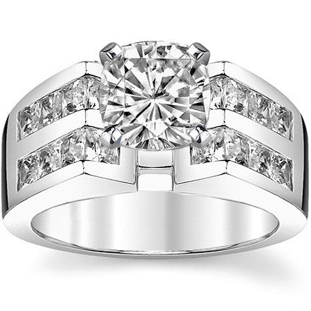 Square Moissanite Engagement Ring Setting, 2.1ct