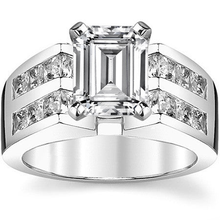 Square Moissanite Engagement Ring Setting, 2.1ct