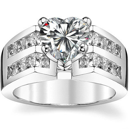 Square Moissanite Engagement Ring Setting, 2.1ct