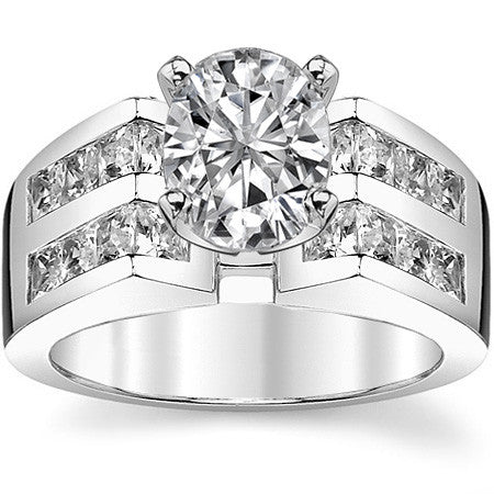Square Moissanite Engagement Ring Setting, 2.1ct
