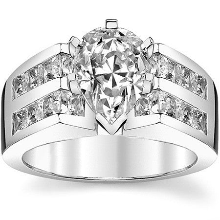 Square Moissanite Engagement Ring Setting, 2.1ct