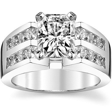 Square Moissanite Engagement Ring Setting, 2.1ct