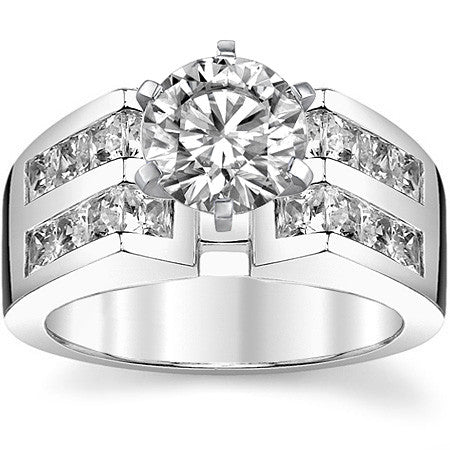 Square Moissanite Engagement Ring Setting, 2.1ct