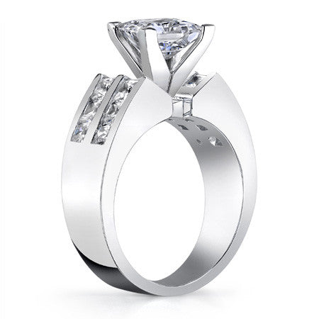 Square Moissanite Engagement Ring Setting, 2.1ct