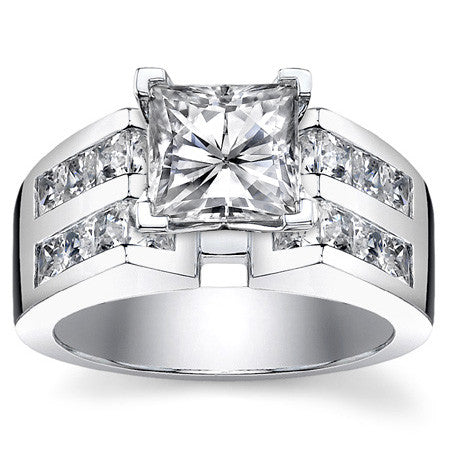 Square Moissanite Engagement Ring Setting, 2.1ct