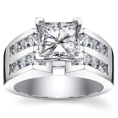 Square Moissanite Engagement Ring Setting, 2.1ct