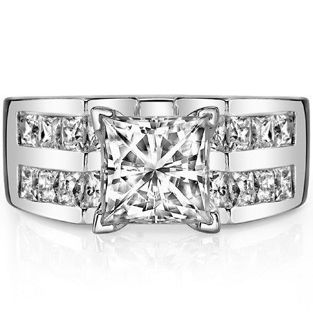 Square Moissanite Engagement Ring Setting, 2.1ct