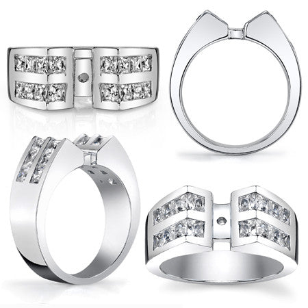 Square Moissanite Engagement Ring Setting, 2.1ct